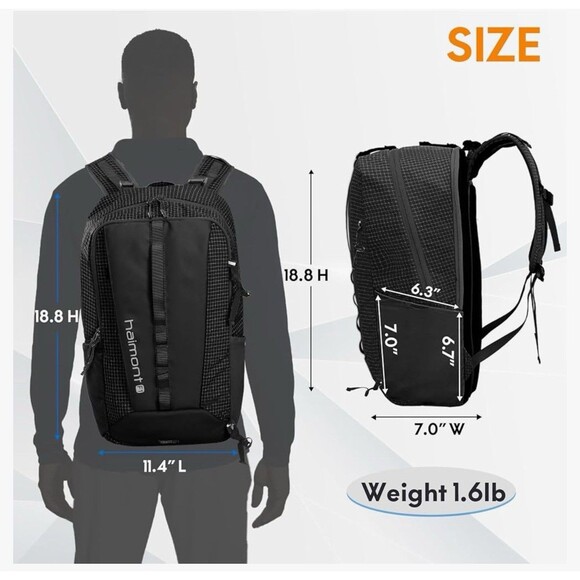 Haimont Travel Hiking Daypack Backpack Laptop H2O 25L Navy Blue Water Resistant - Picture 5 of 10